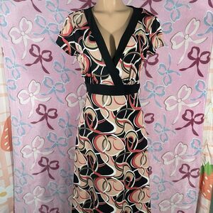 Vintage 90s Sherri Martin Boho Funky Geometric Circle Maxi Dress 12 Large